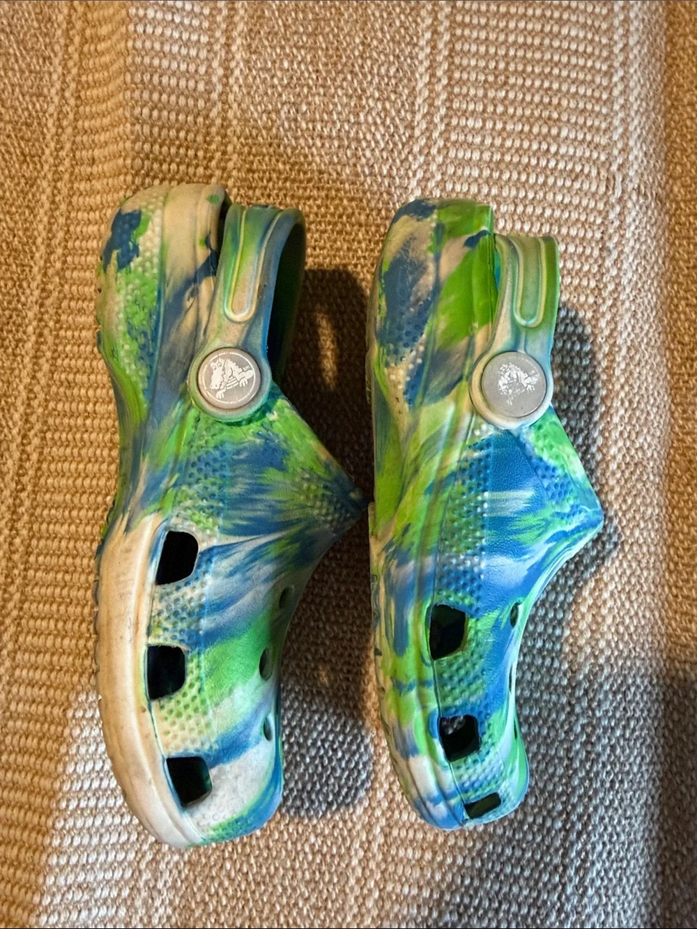 CROCS Kids Classic Clog in Blue & Green Glow in the Dark Swirl - kids 11